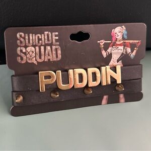 🅽🅴🆆 Suicide Squad Harley Quinn Puddin faux pu leather vegan punk bracelet wrist